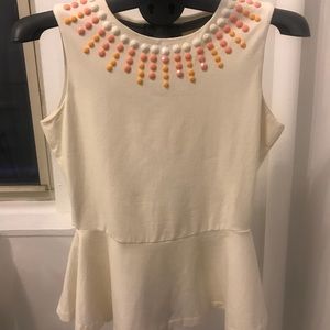 C-Wonder Embellished Peplum Tank Top